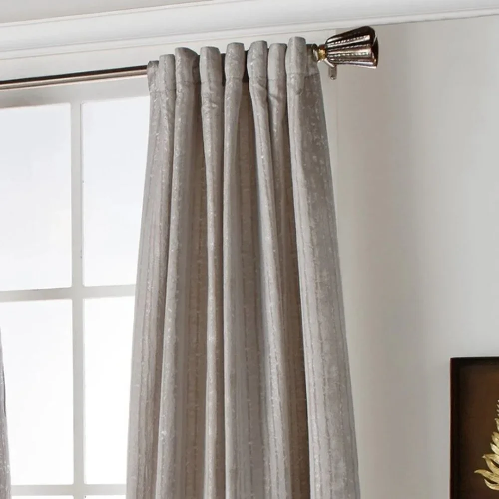 Michael Aram Silver Beige Velvet Curtain Panels